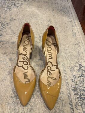 Sam Edelman Mustard Patent Pointed-Toe D'Orsay Flats